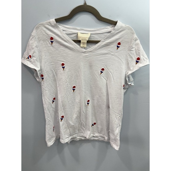 Cynthia Rowley Women's White Shirt With Ice Cream Pattern Embroidered Size XL - Picture 1 of 8